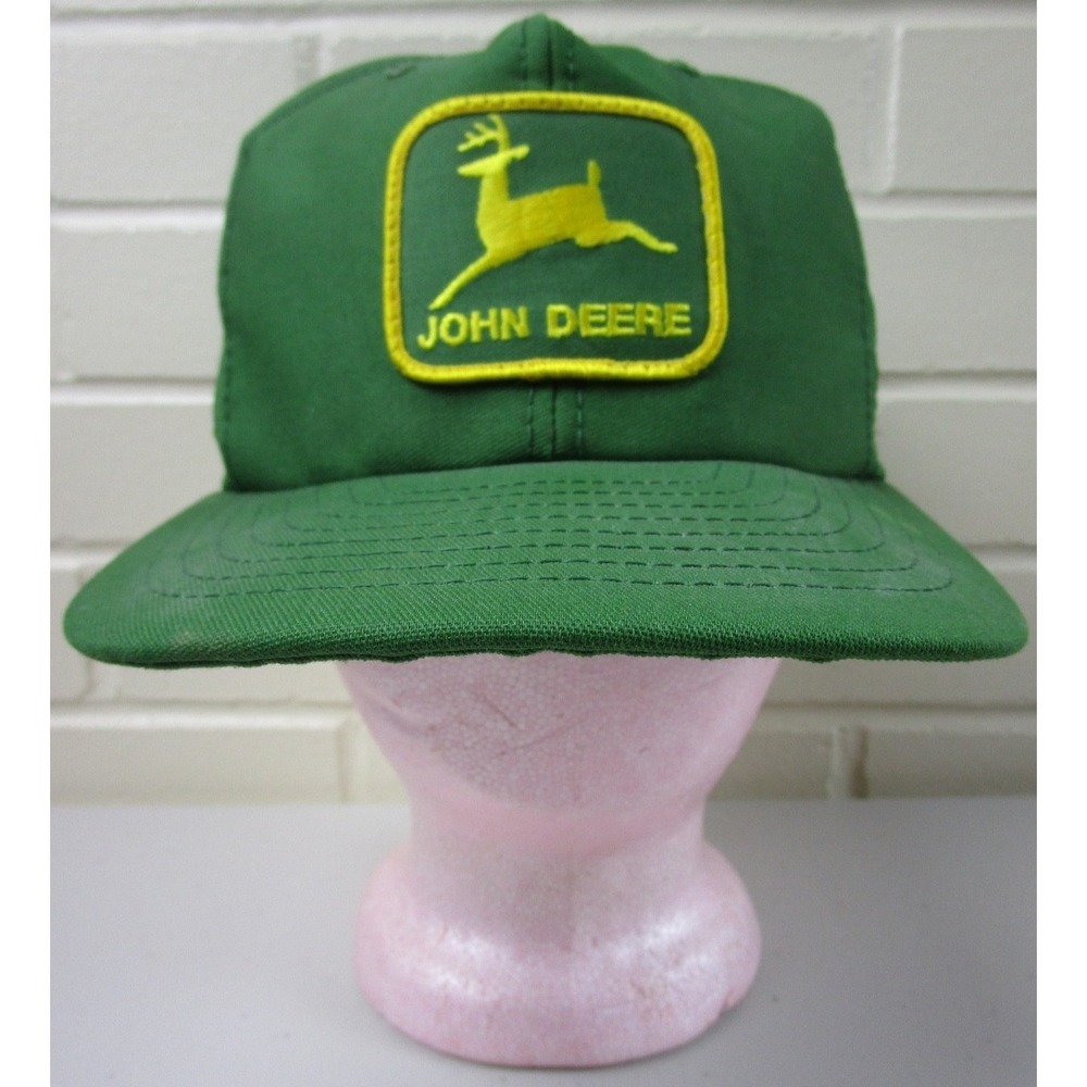 Vintage 80s John Deere Trucker Hat Snapback Cap Embroidered Farm Tractor